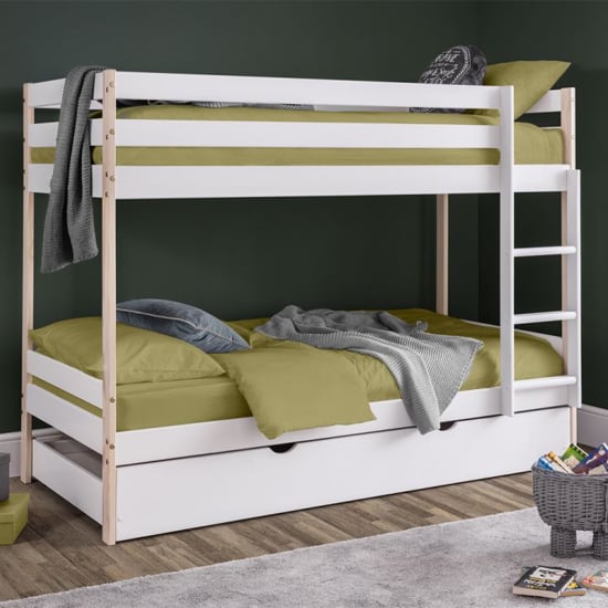 Naiser Wooden Bunk Bed With Guest Bed In White Lacquer