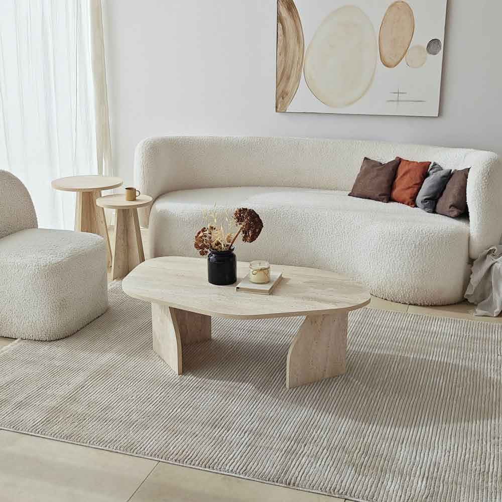 Nova Wooden Coffee Table in Travertine Marble Effect