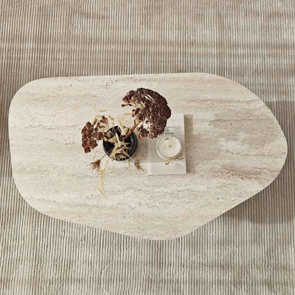 Nova Wooden Coffee Table in Travertine Marble Effect