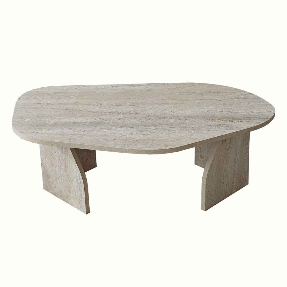 Nova Wooden Coffee Table in Travertine Marble Effect