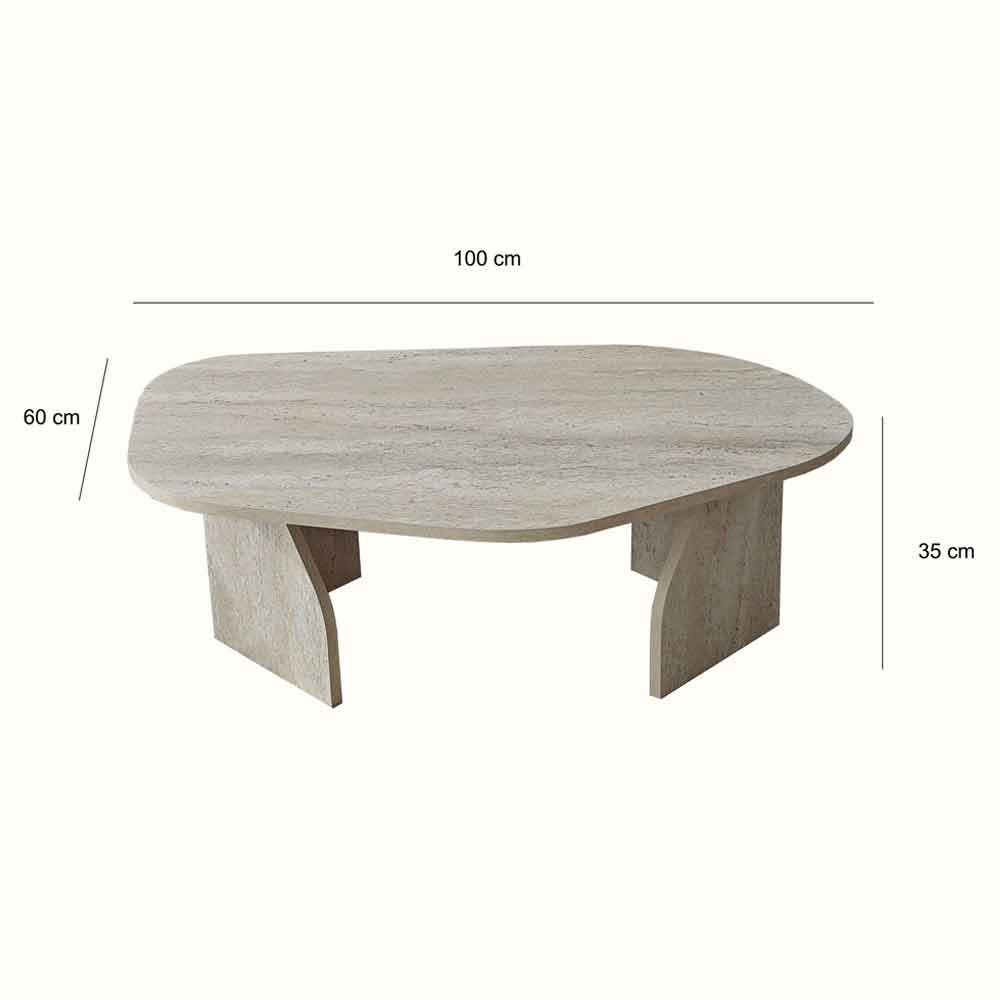 Nova Wooden Coffee Table in Travertine Marble Effect