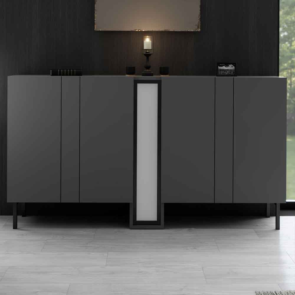 Nova Wooden LED Sideboard with 4 Doors in Anthracite