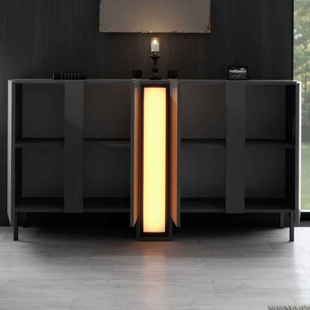 Nova Wooden LED Sideboard with 4 Doors in Anthracite