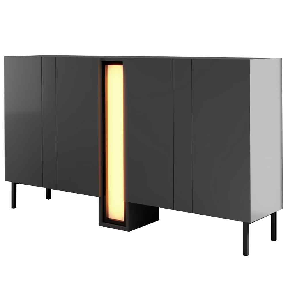 Nova Wooden LED Sideboard with 4 Doors in Anthracite