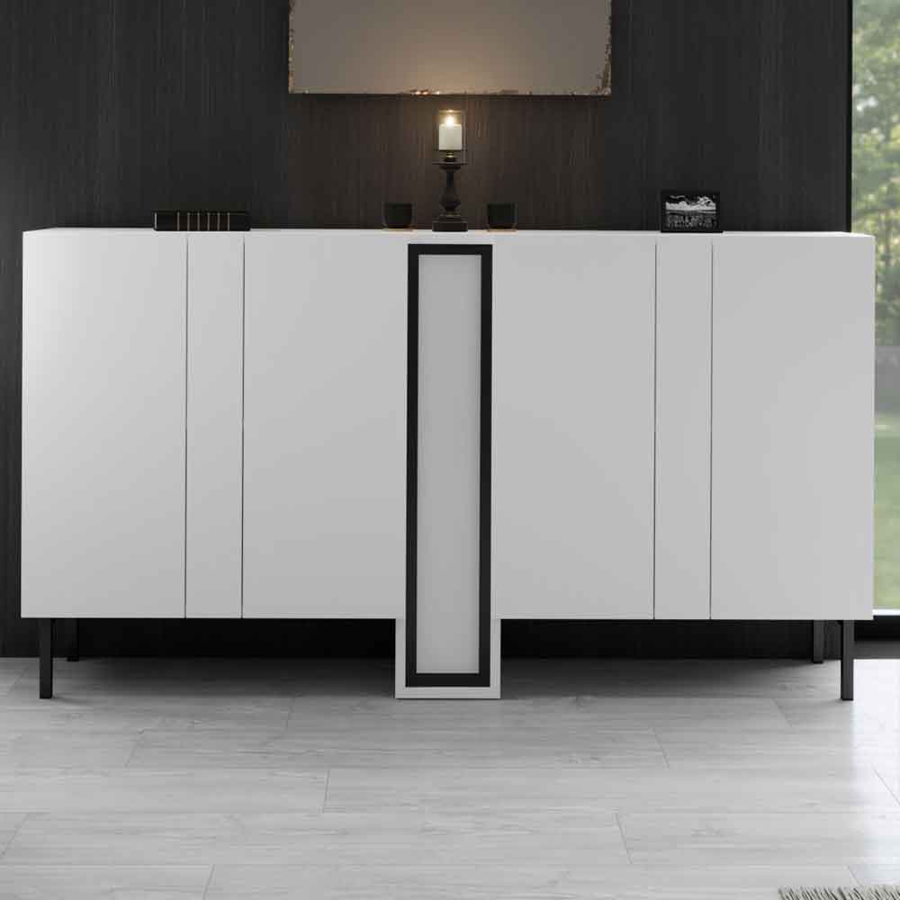 Nova Wooden LED Sideboard with 4 Doors in White