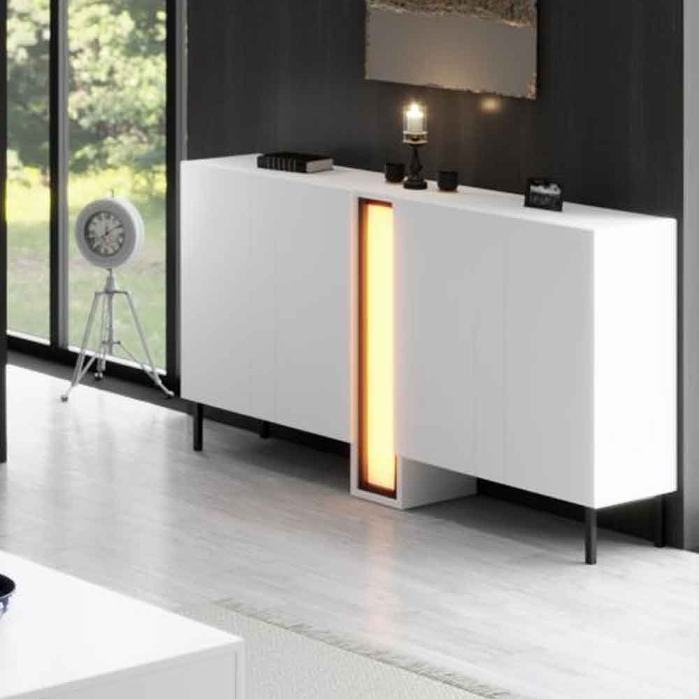 Nova Wooden LED Sideboard with 4 Doors in White
