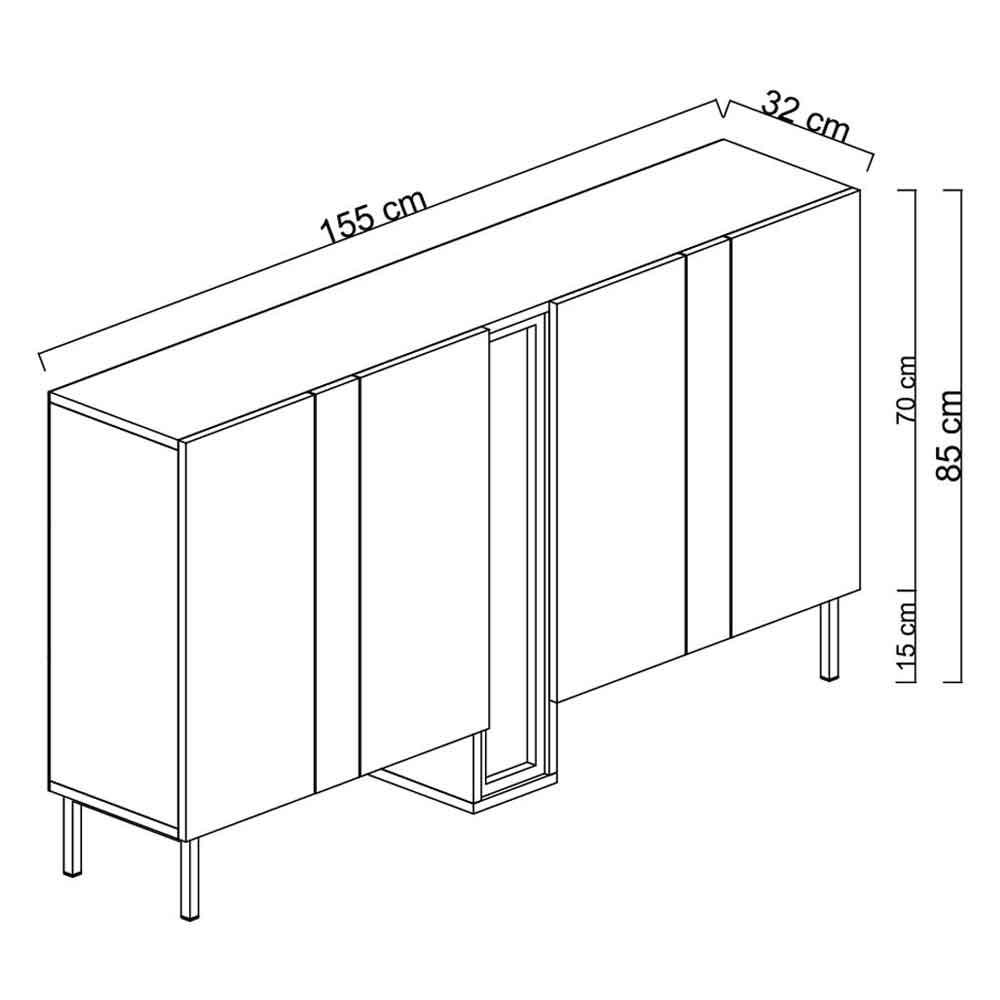 Nova Wooden LED Sideboard with 4 Doors in White