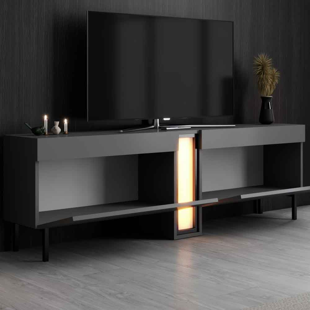 Nova Wooden LED TV Stand with 2 Doors in Anthracite