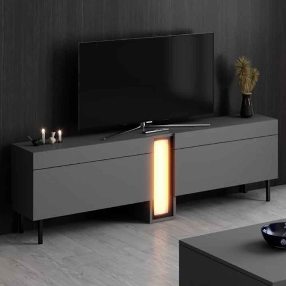 Nova Wooden LED TV Stand with 2 Doors in Anthracite