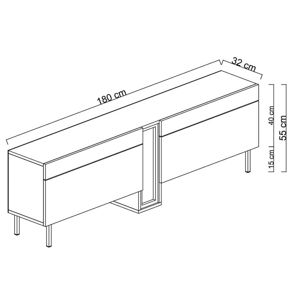 Nova Wooden LED TV Stand with 2 Doors in Travertine Marble Effect