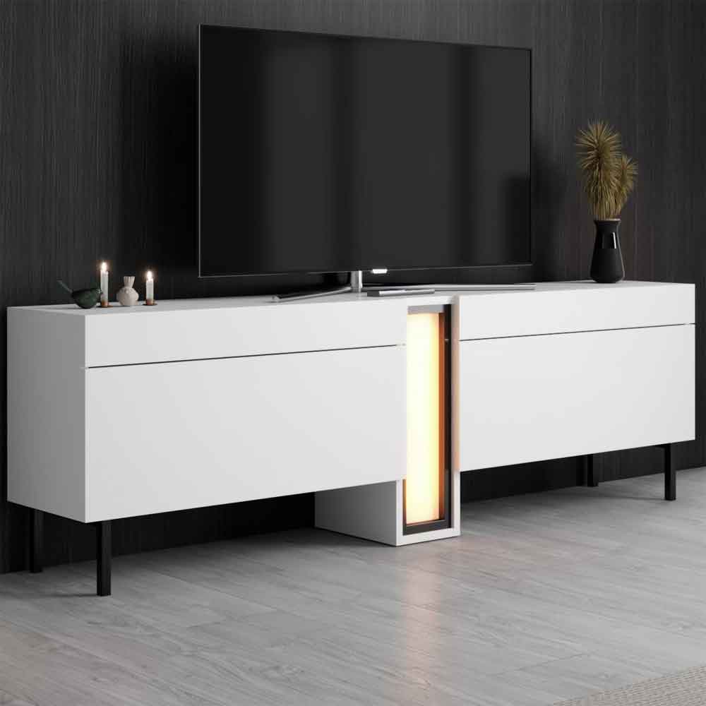 Nova Wooden LED TV Stand with 2 Doors in White