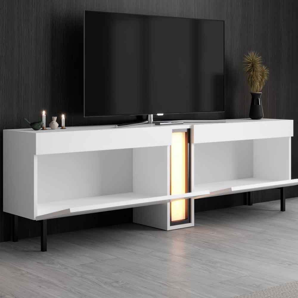 Nova Wooden LED TV Stand with 2 Doors in White
