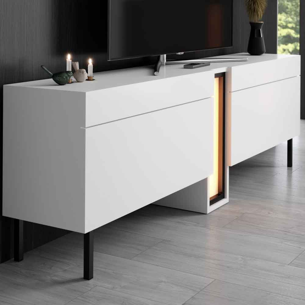 Nova Wooden LED TV Stand with 2 Doors in White