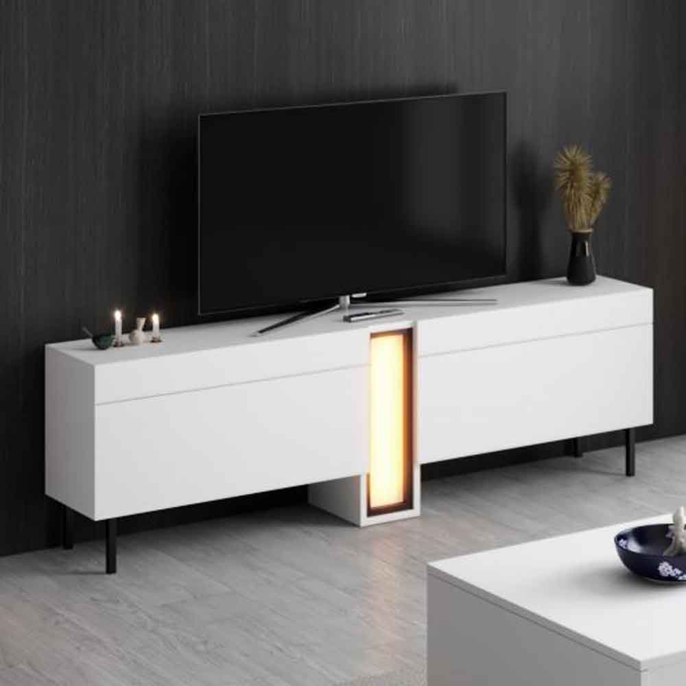 Nova Wooden LED TV Stand with 2 Doors in White