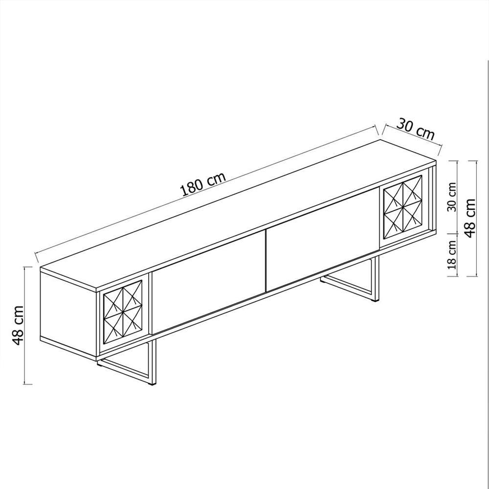 Novara Wooden TV Stand With Metal Legs In Anthracite And Black