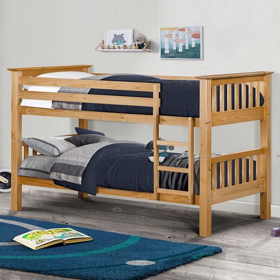 Ballari Wooden Bunk Bed In Antique Pine With Ladder