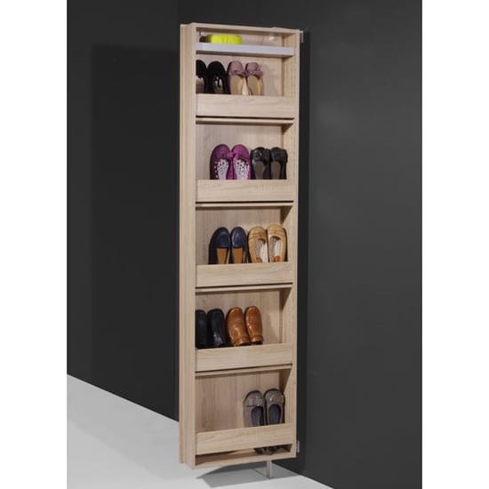 Novato Mirrored Rotating Shoe Storage In Sonoma Oak Furniture