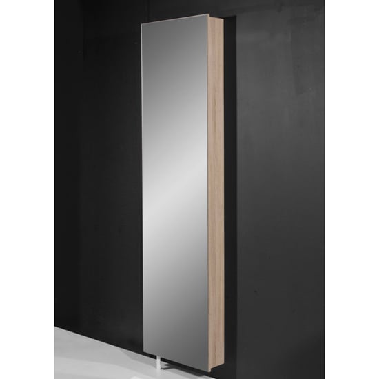 Photo of Novato mirrored rotating shoe storage cabinet in sonoma oak