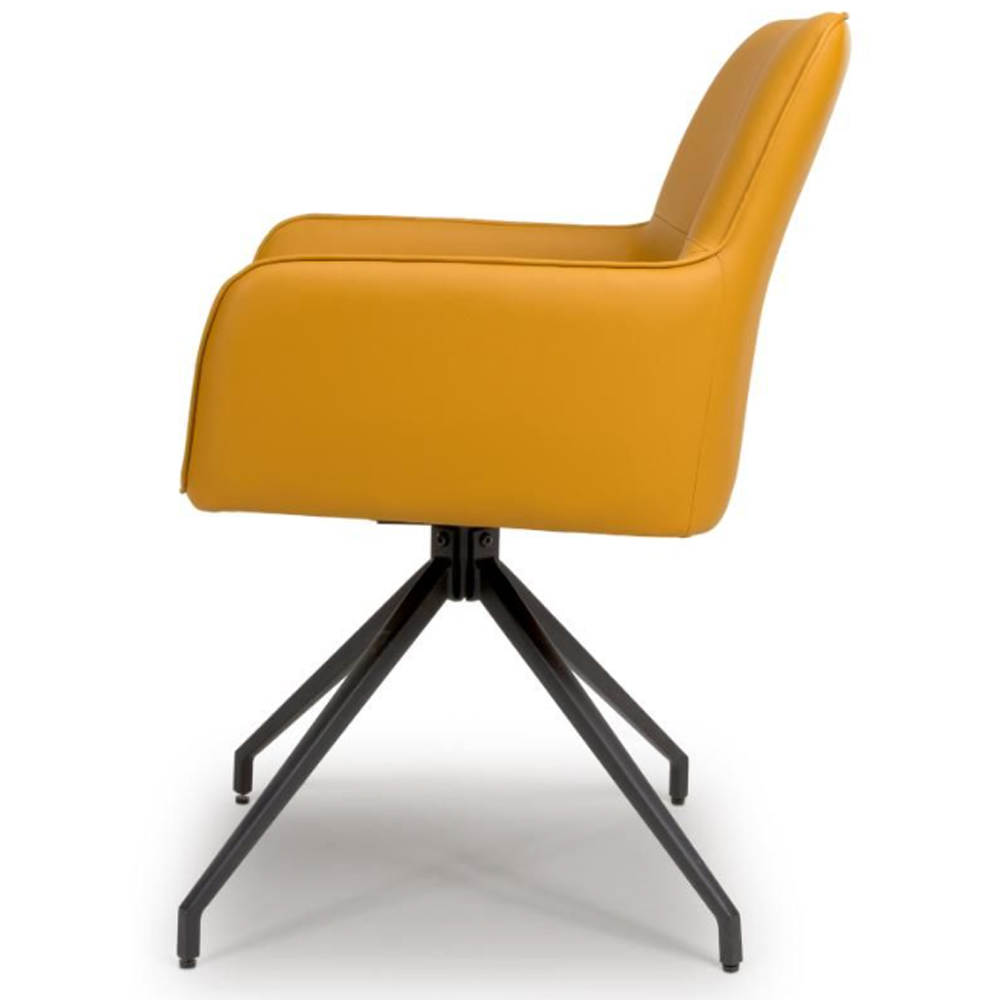 Novato Ochre Faux Leather Dining Chairs In Pair