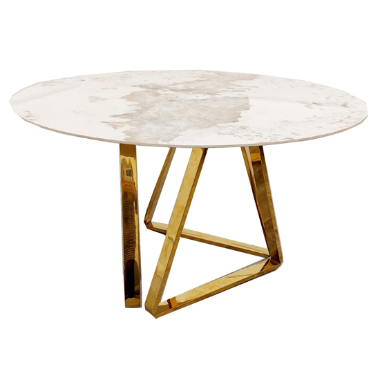 Photo of Novato round sintered stone top dining table in pandora