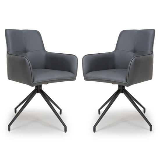 Read more about Novato swivel grey faux leather dining chairs in pair