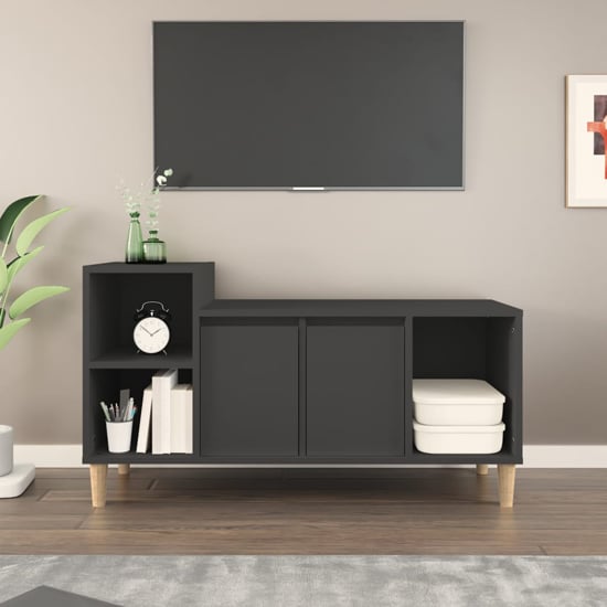Read more about Novato wooden tv stand with 2 doors in black