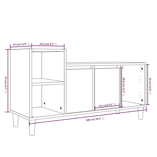 Novato Wooden TV Stand With 2 Doors In Concrete Effect
