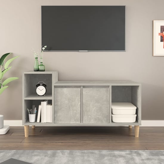Read more about Novato wooden tv stand with 2 doors in concrete effect