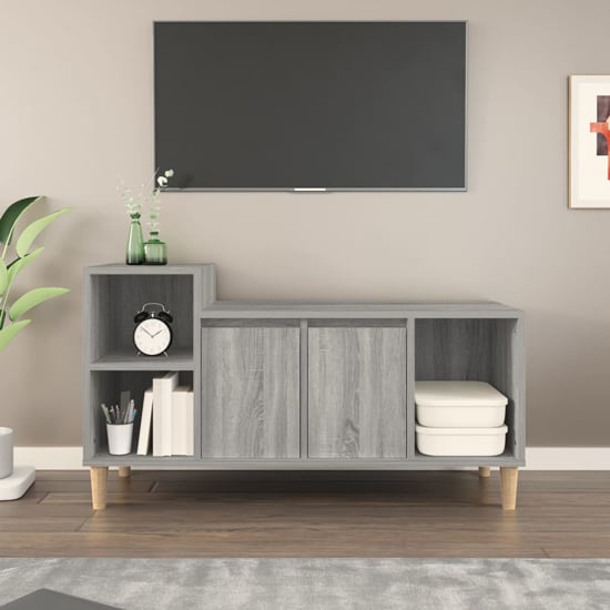 Novato Wooden TV Stand With 2 Doors In Grey Sonoma Oak