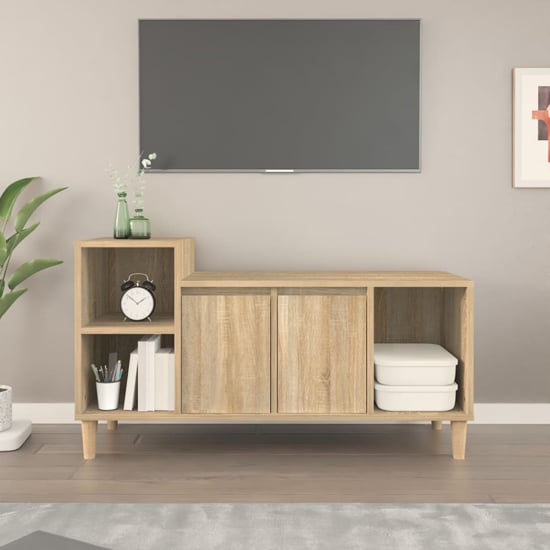 Product photograph of Novato Wooden Tv Stand With 2 Doors In Sonoma Oak from Furniture in Fashion