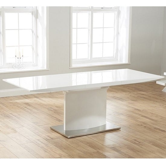 Novello Rectangular High Gloss Extending Dining Table In White_1