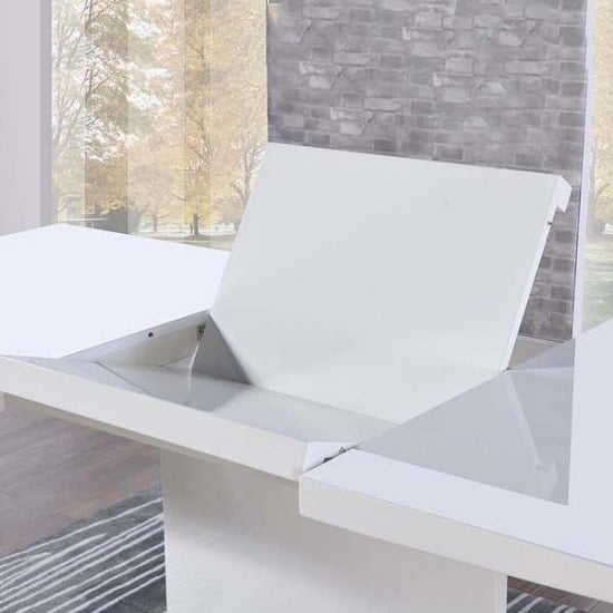 Novello Rectangular High Gloss Extending Dining Table In White_2
