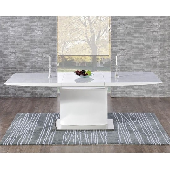 Novello Rectangular High Gloss Extending Dining Table In White_4