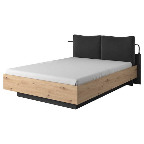 Novi Wooden Ottoman King Size Bed In Artisan Oak With LED