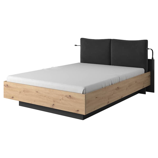 Read more about Novi wooden ottoman king size bed in artisan oak with led
