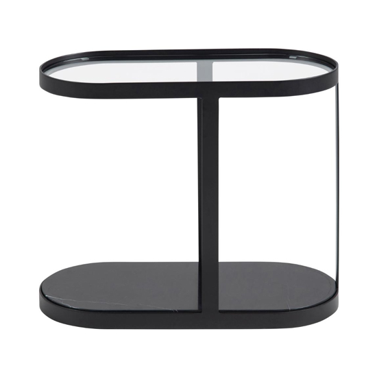 Noblesville Clear Glass Side Table With Black Marble Base_2