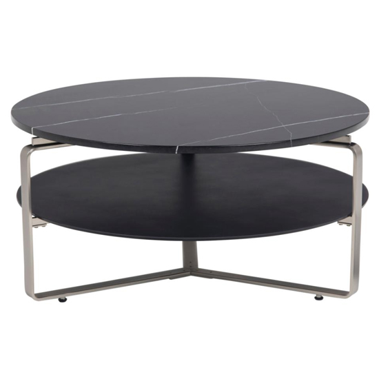 Noblesville Round Marble Coffee Table In Marquina Black_2