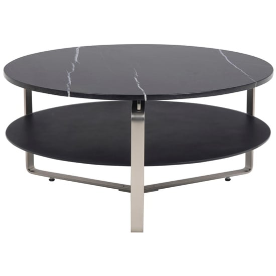 Noblesville Round Marble Coffee Table In Marquina Black_1