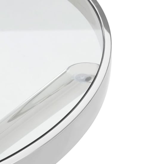Kurhah Round Clear Glass Top Side Table With Silver Frame