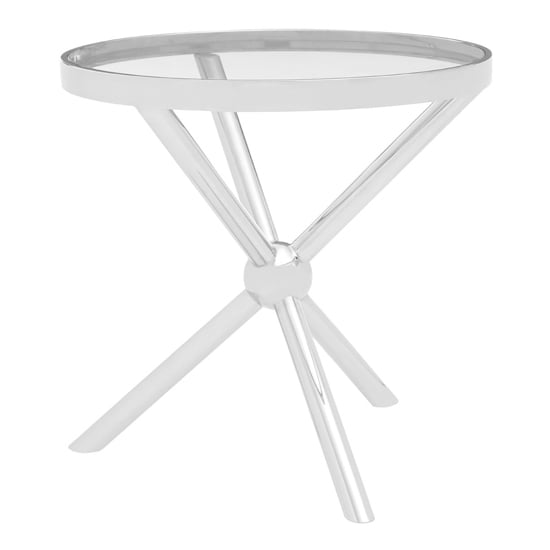 Photo of Kurhah round clear glass top side table with silver frame