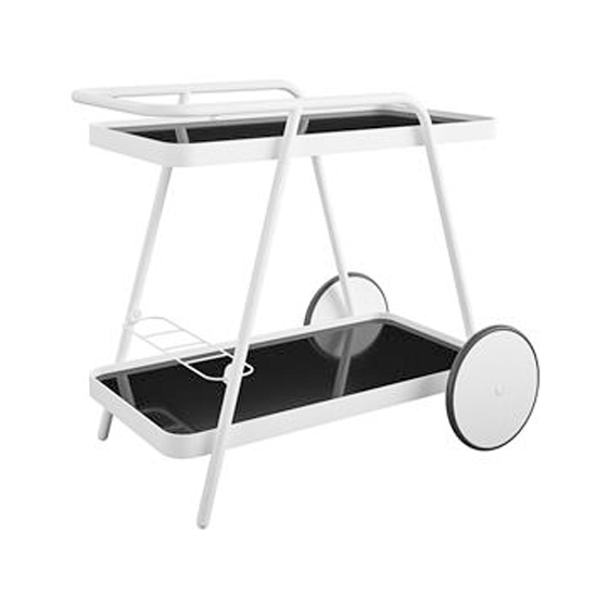 Necton Aluminium Drinks Trolley In White With 2 Shelves_3