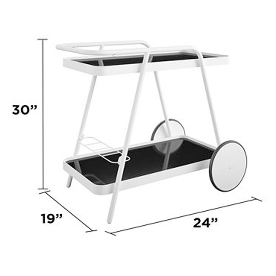 Necton Aluminium Drinks Trolley In White With 2 Shelves_4