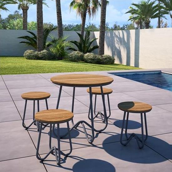 Necton Bobbi Bistro Set In Charcoal Grey With 4 Stools