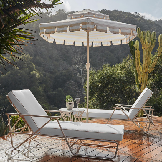 Novogratz Connie Outdoor Parasol In Grey And White Stripes FiF