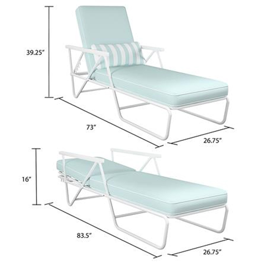 Necton Connie Sun Chaise Lounger In White With Aqua Cushion_6