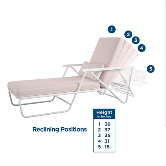 Necton Connie Sun Chaise Lounger In White With Pink Cushion_2