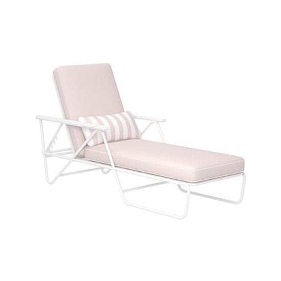 Necton Connie Sun Chaise Lounger In White With Pink Cushion_3