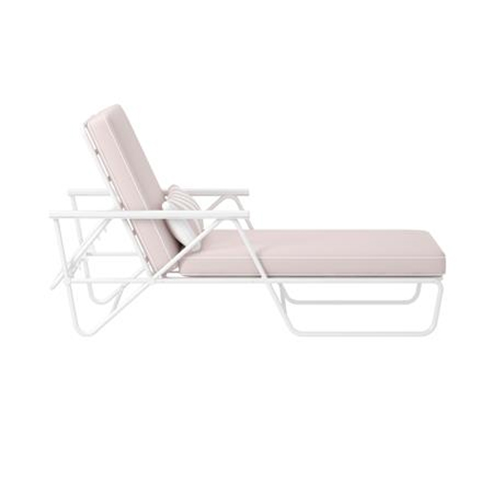 Necton Connie Sun Chaise Lounger In White With Pink Cushion_4