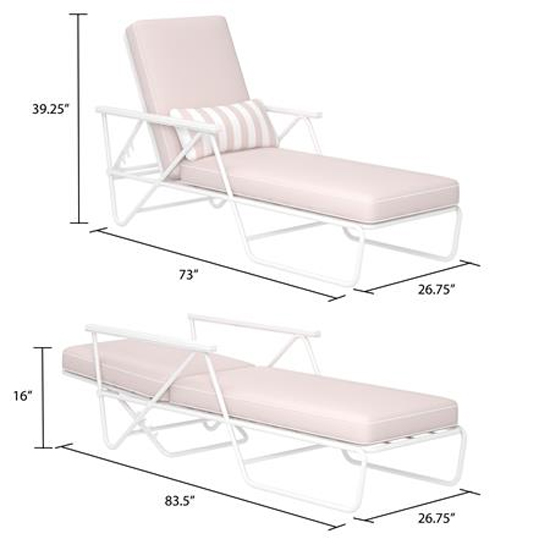 Necton Connie Sun Chaise Lounger In White With Pink Cushion_5