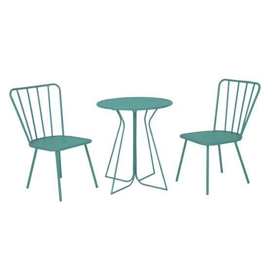 Novogratz Heidi Outdoor Metal Bistro Set In Turquoise FiF